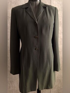 Preview Collection Professional Career Olive Green Blazer Jacket Dress Sz12
